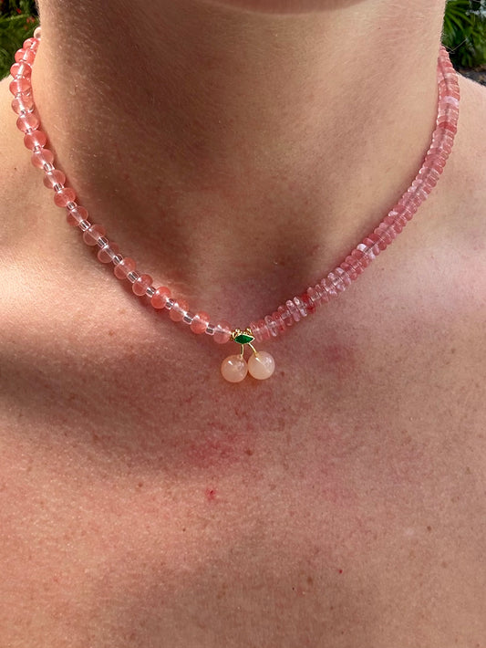 Cherry Quartz Cherry Drop Necklace