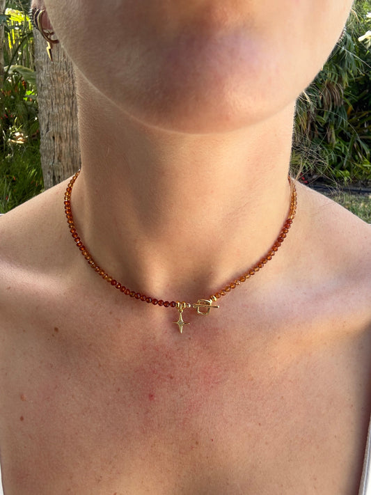 Ombré Hessonite Star Drop Necklace