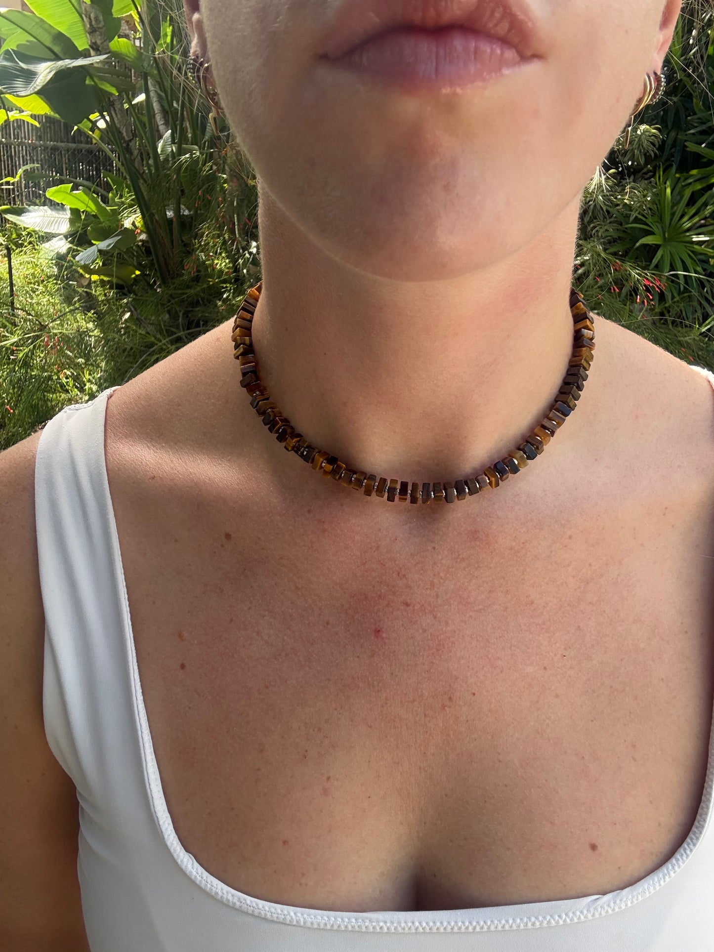 Tiger Eye & Silver Chunky Layering Necklace