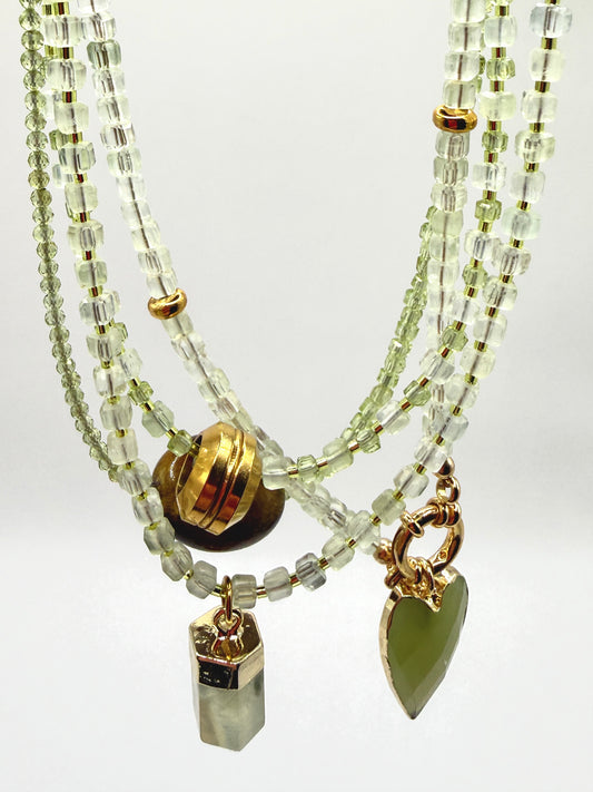 Prehnite Heart Drop Necklace