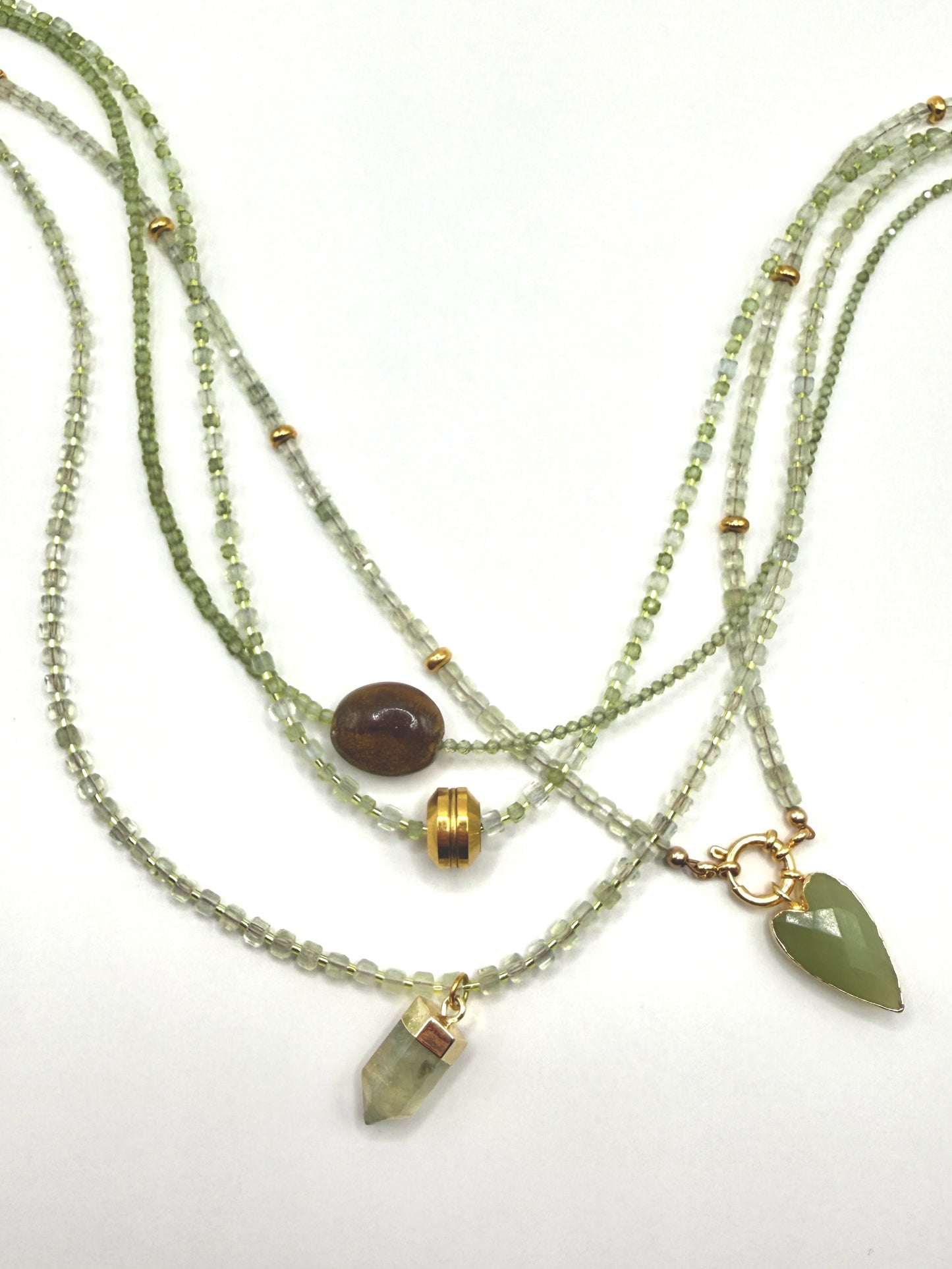 Prehnite Heart Drop Necklace