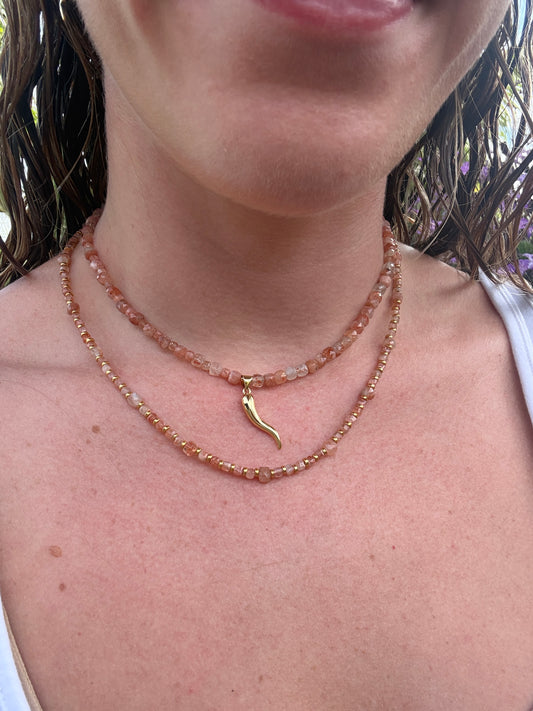 Sunstone Horn Drop Necklace