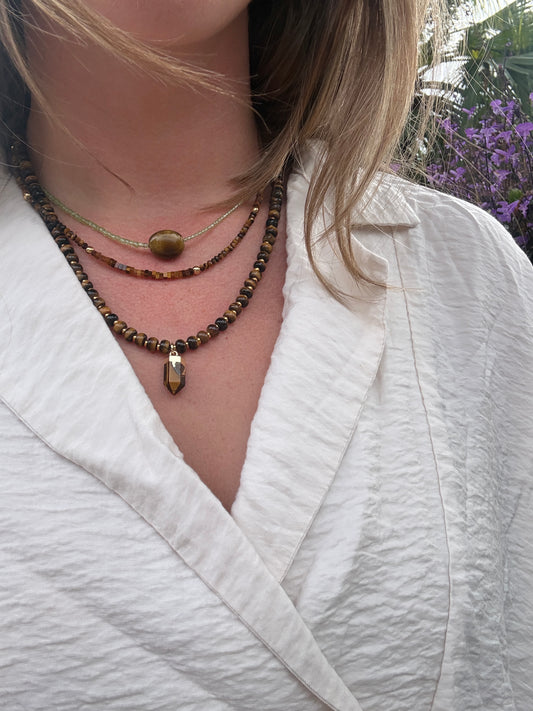 Peridot Necklace with Brown Focal