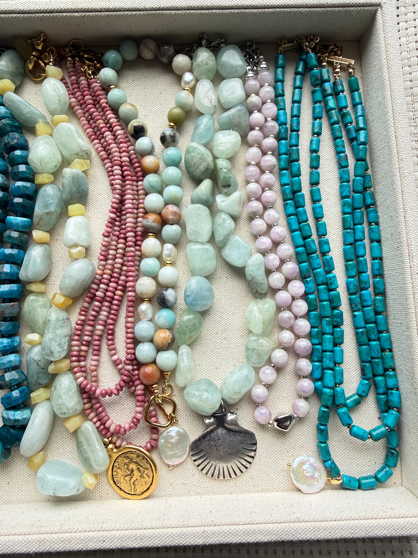Turquoise Pearl Drop 3-Strand Necklace