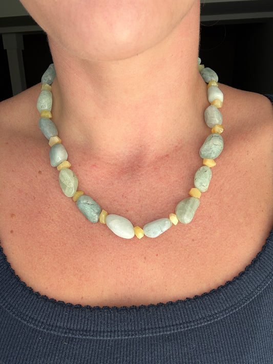 Aquamarine Chunky Chip Necklace