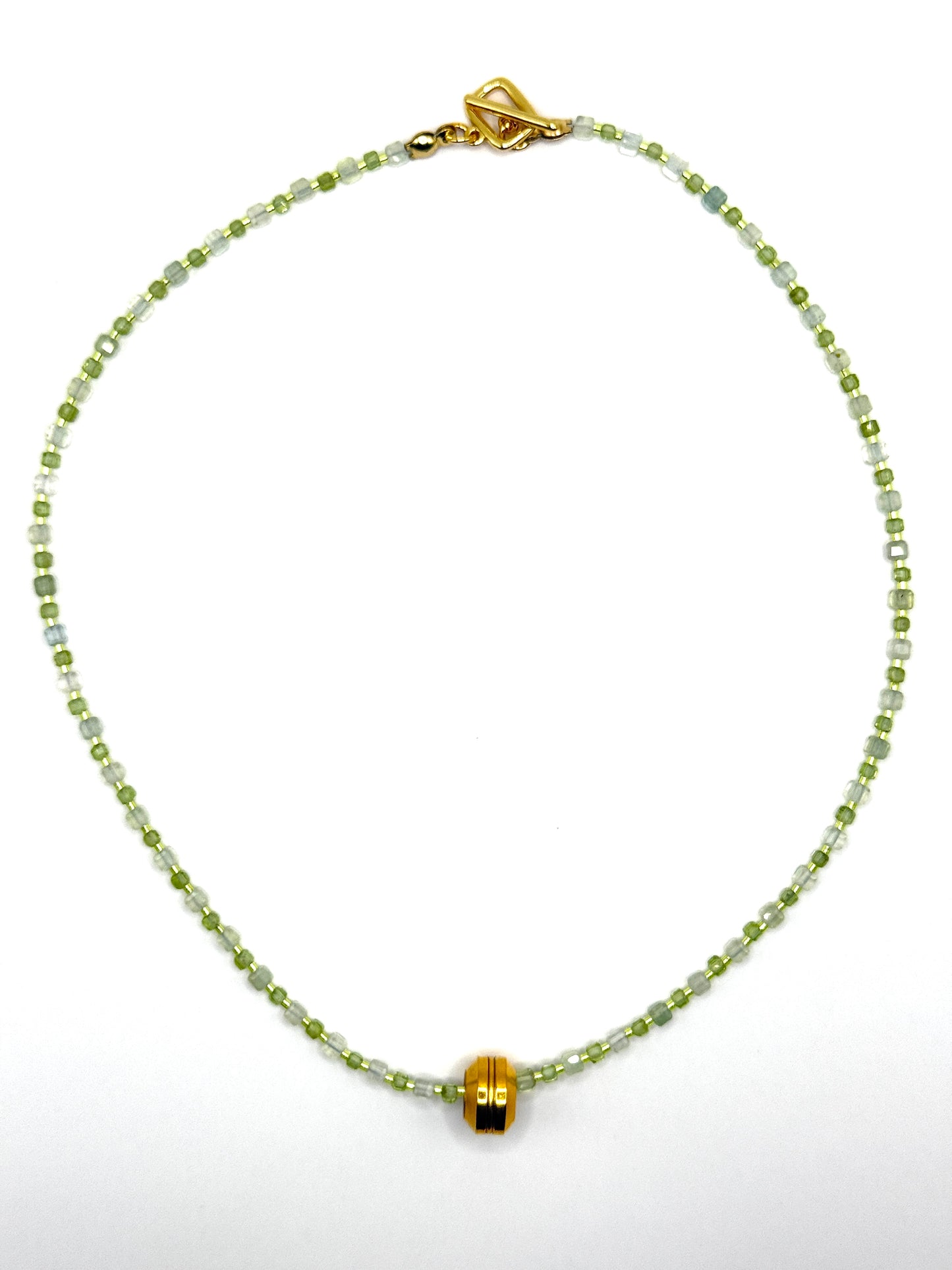 Slider Necklace - Prehnite & Peridot
