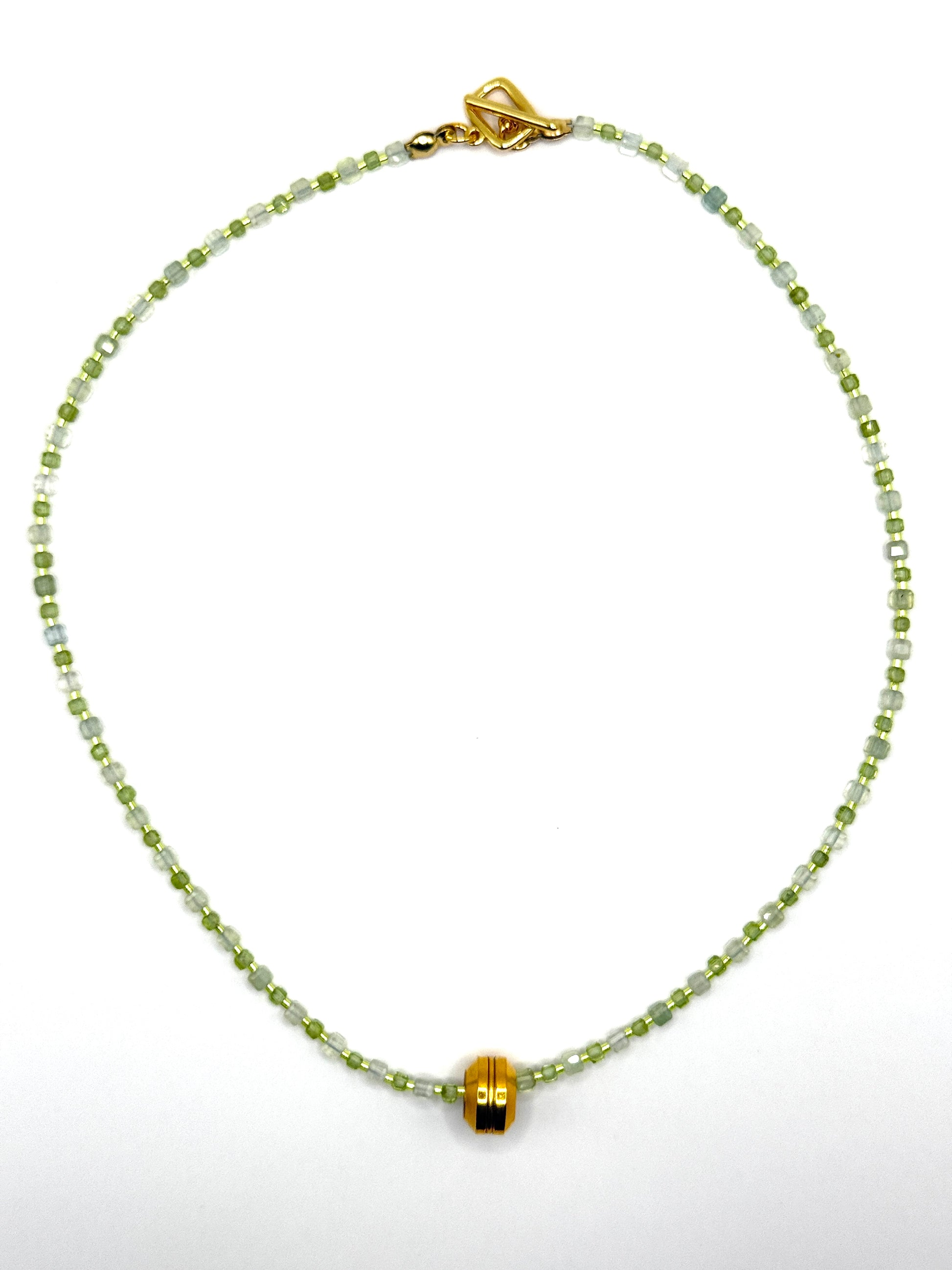 Slider Necklace - Prehnite & Peridot