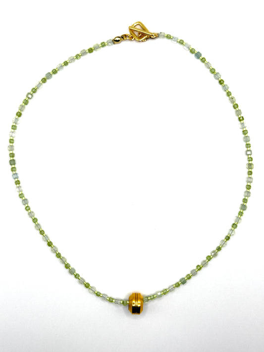Slider Necklace - Prehnite & Peridot