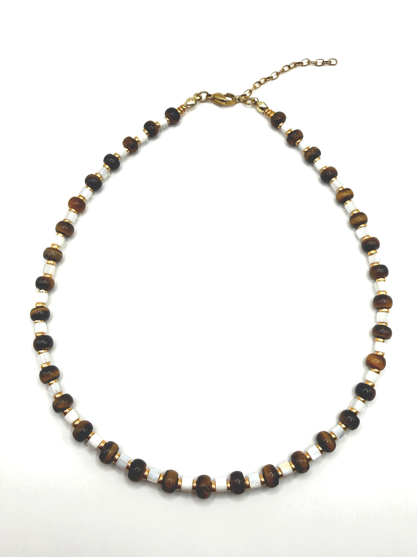 Layer Necklace - Tiger Eye & Freshwater Shell
