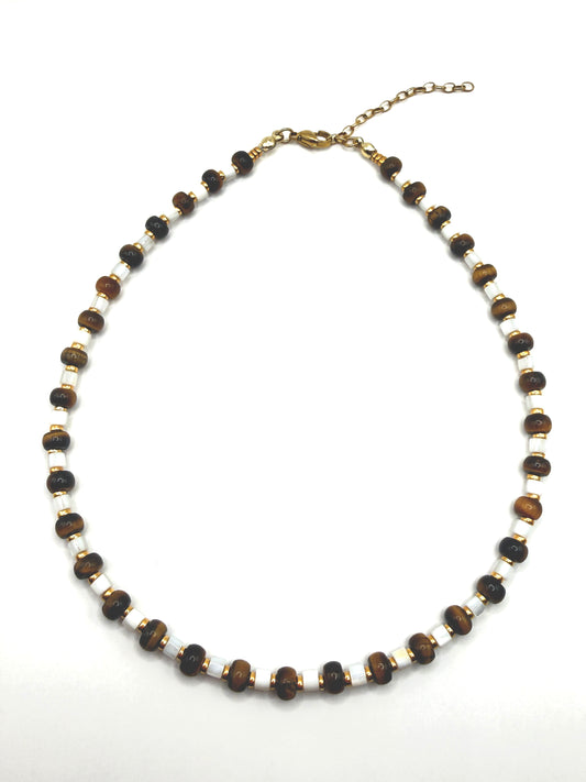 Layer Necklace - Tiger Eye & Freshwater Shell