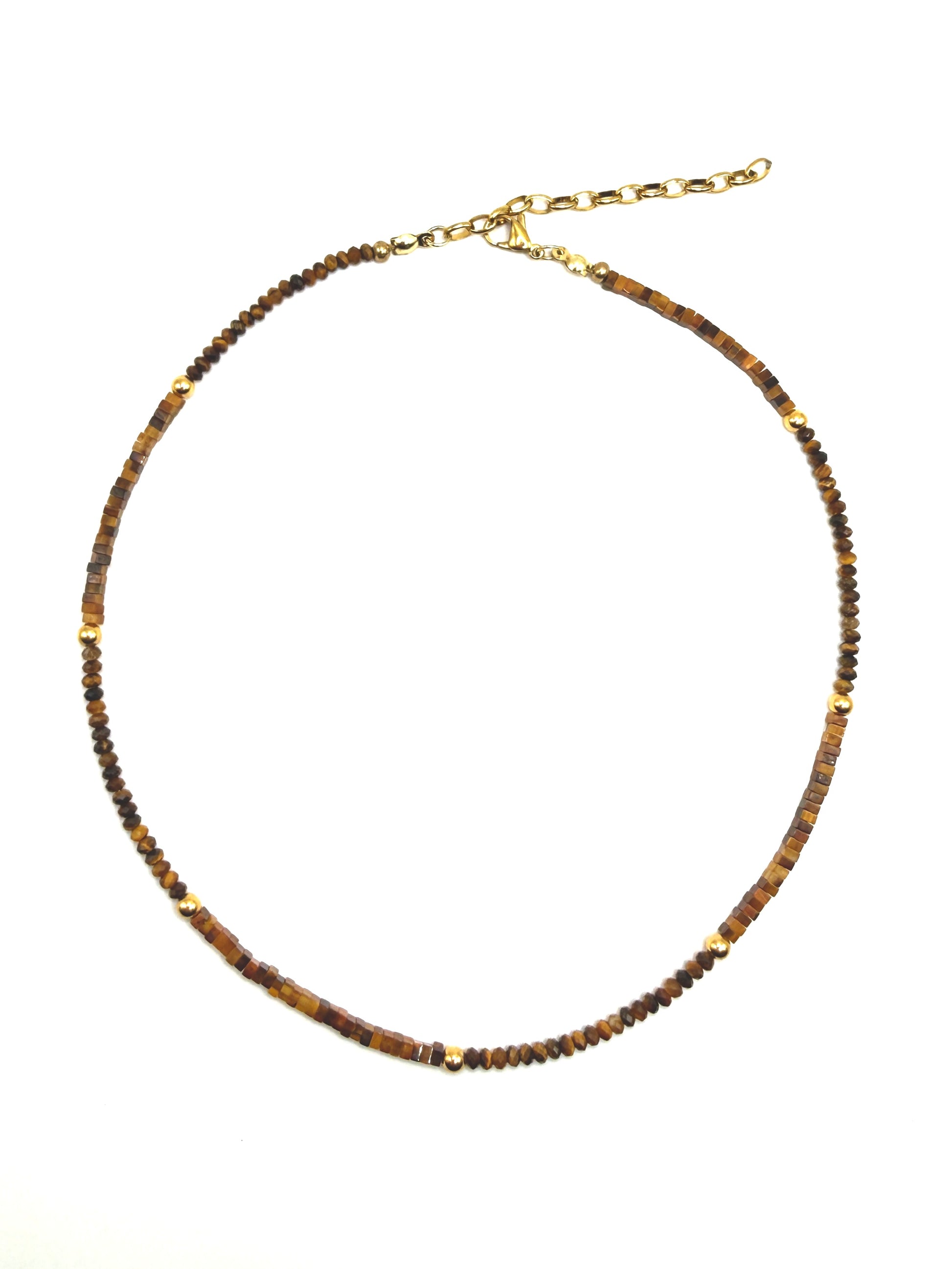 Layer Necklace - Tiger Eye Squaredelle & Faceted Rondelle
