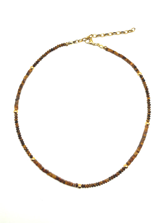 Layer Necklace - Tiger Eye Squaredelle & Faceted Rondelle