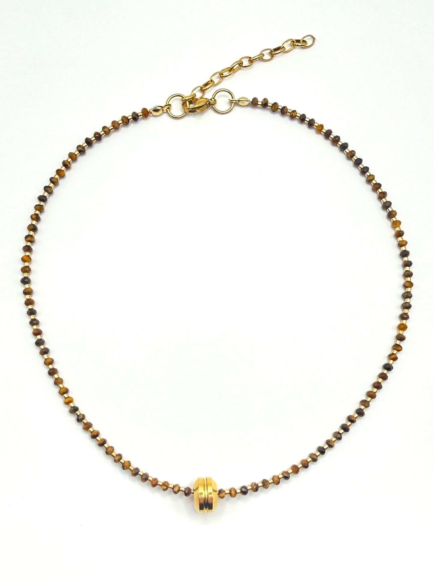 Slider Necklace - Tiger Eye & Gold