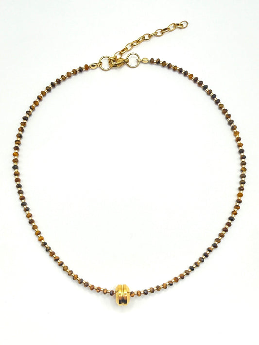 Slider Necklace - Tiger Eye & Gold