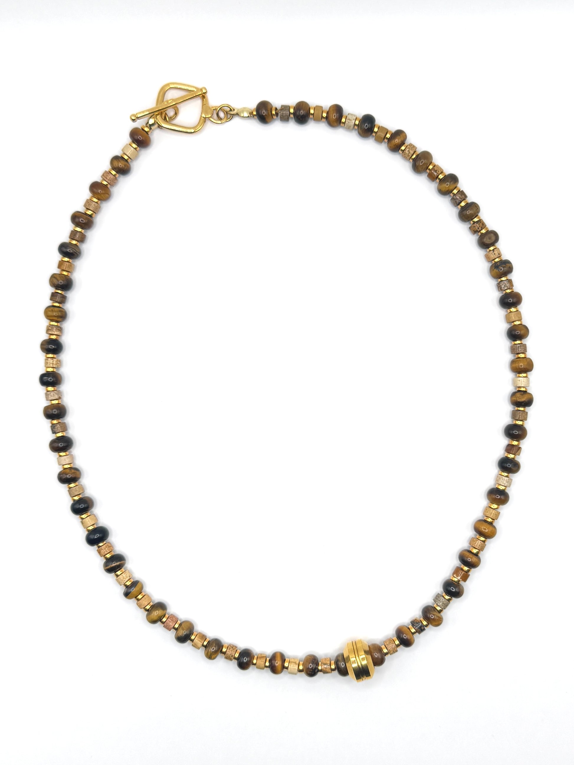Slider Necklace - Tiger Eye & Picture Jasper