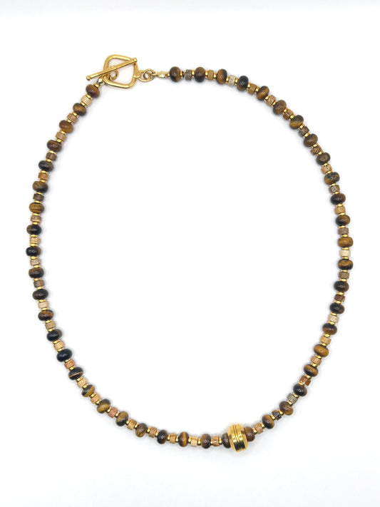 Slider Necklace - Tiger Eye & Picture Jasper
