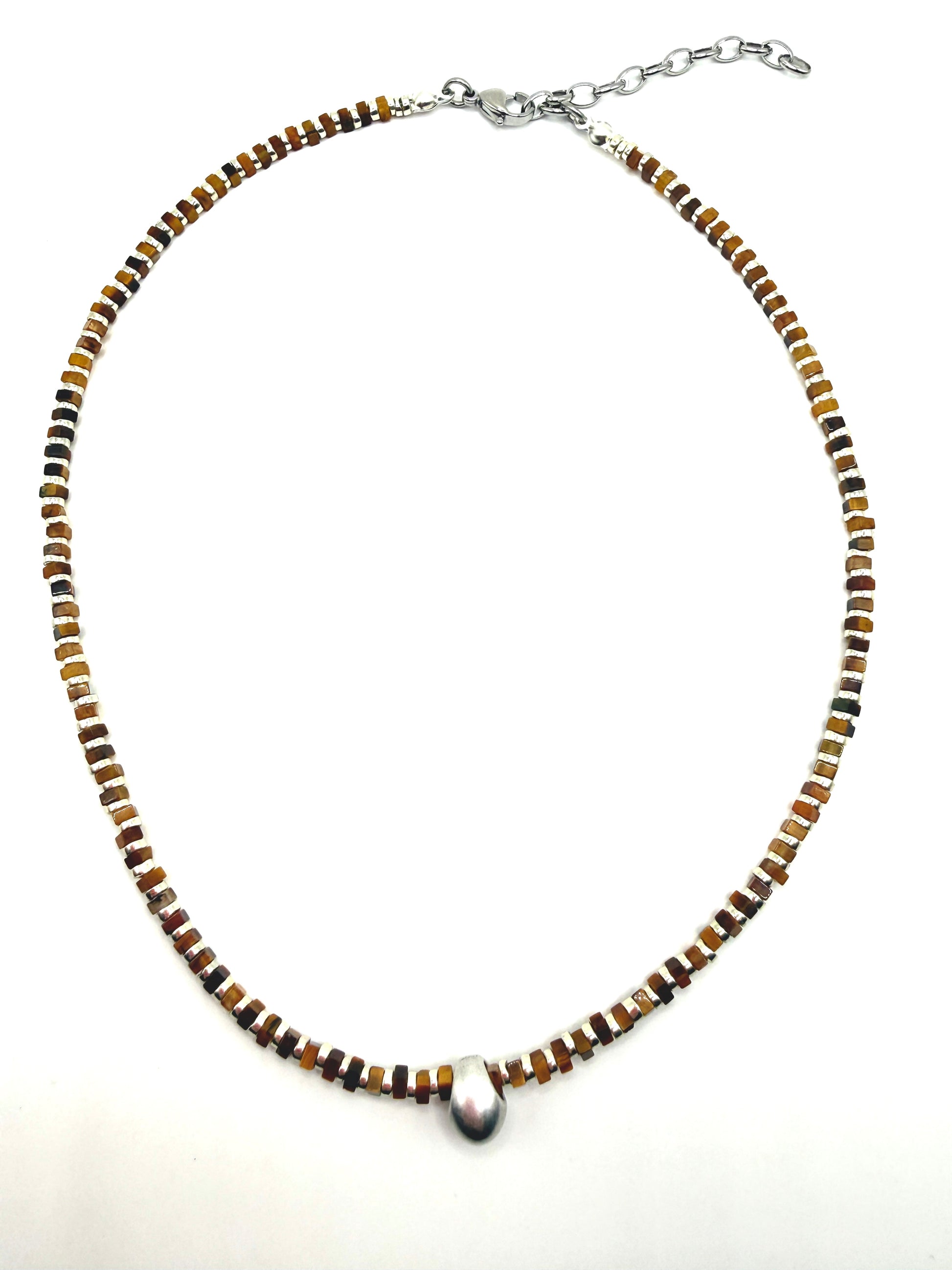 Slider Necklace - Tiger Eye & Silver