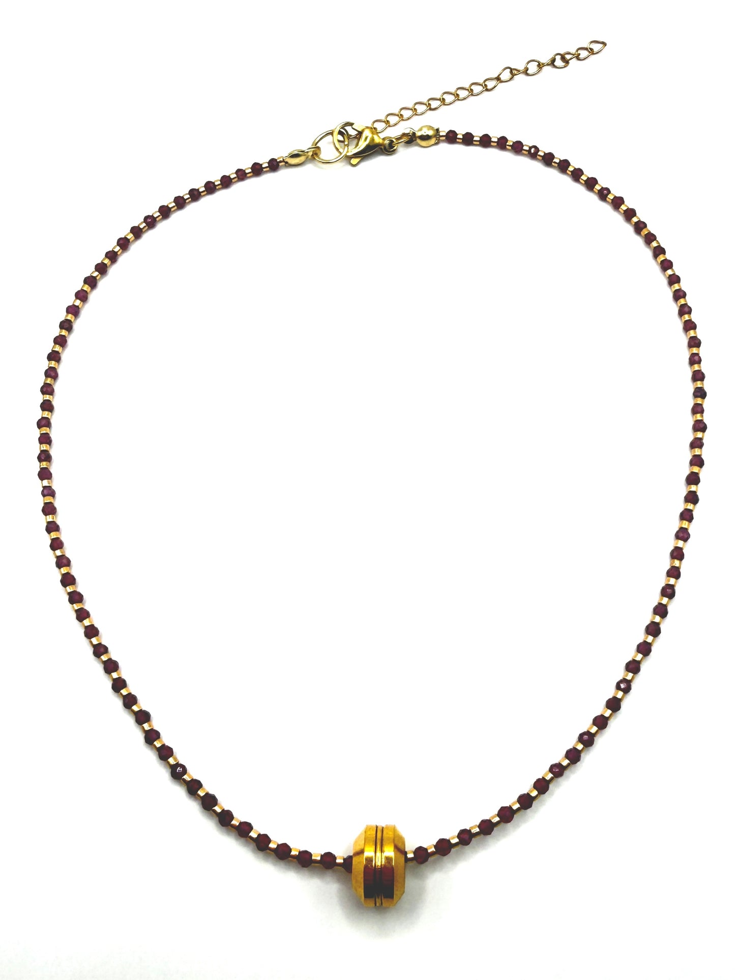 Slider Necklace - Garnet & Gold