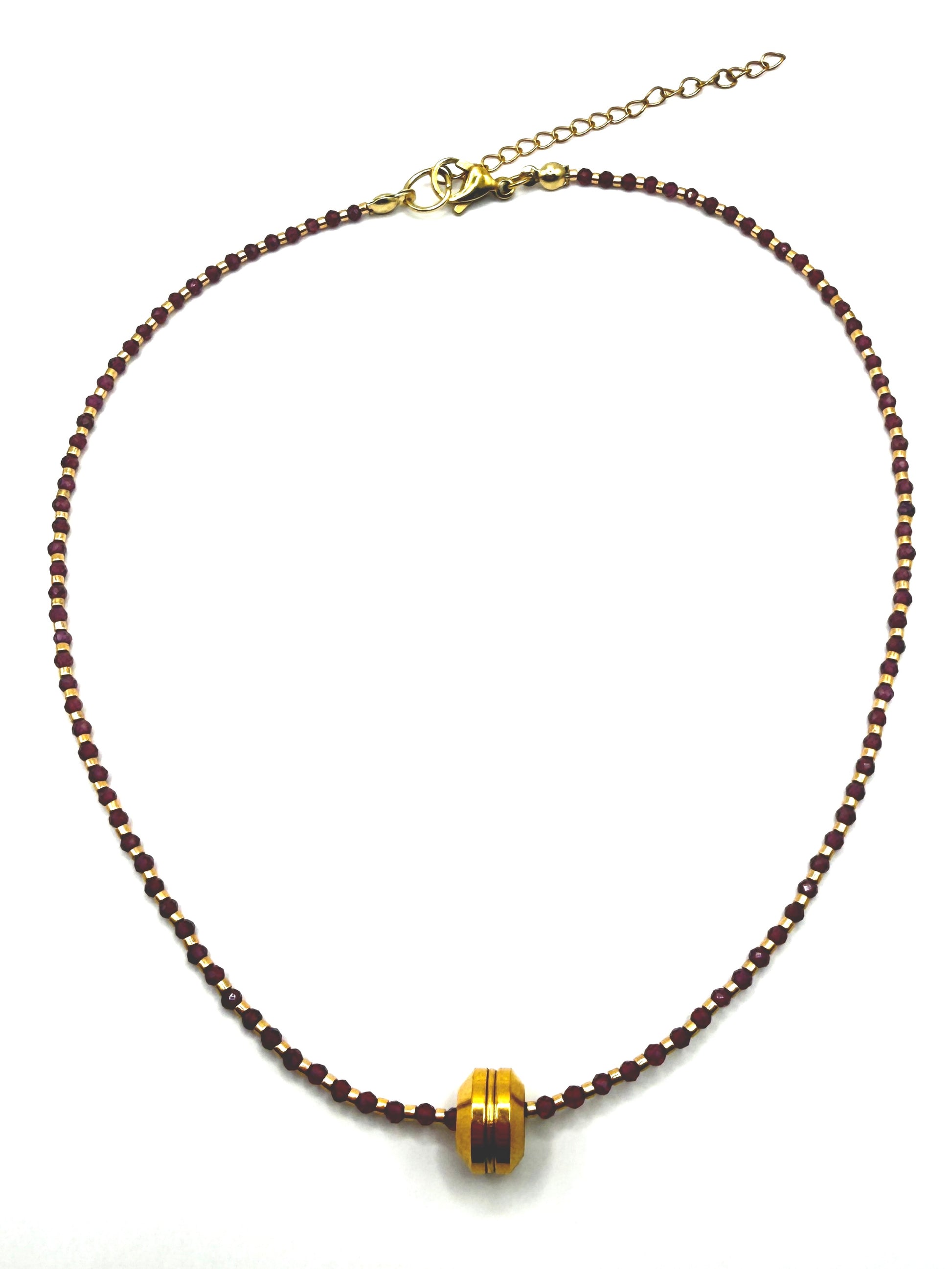 Slider Necklace - Garnet & Gold