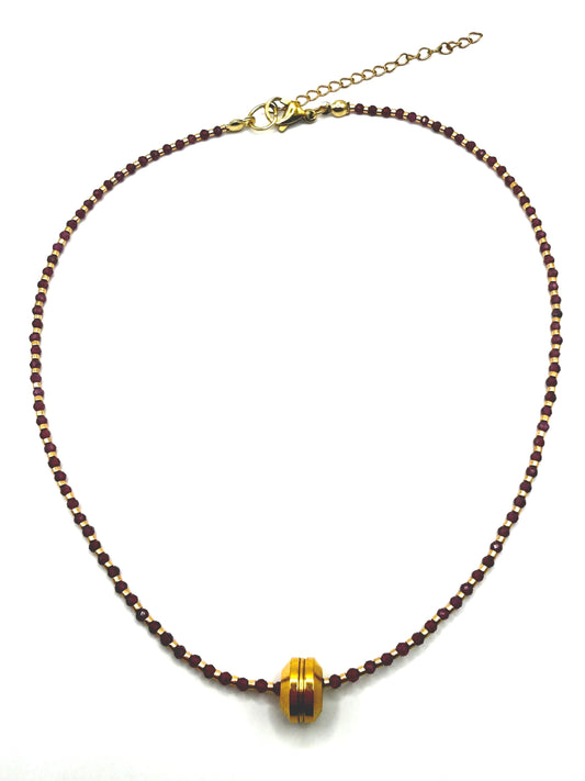 Slider Necklace - Garnet & Gold