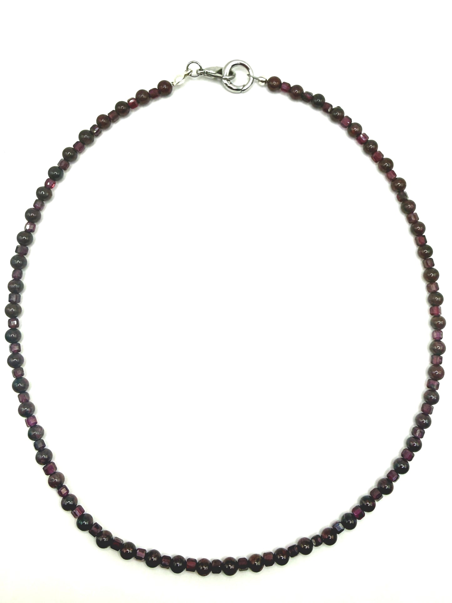 Layer Necklace - Garnet & Silver Clasp