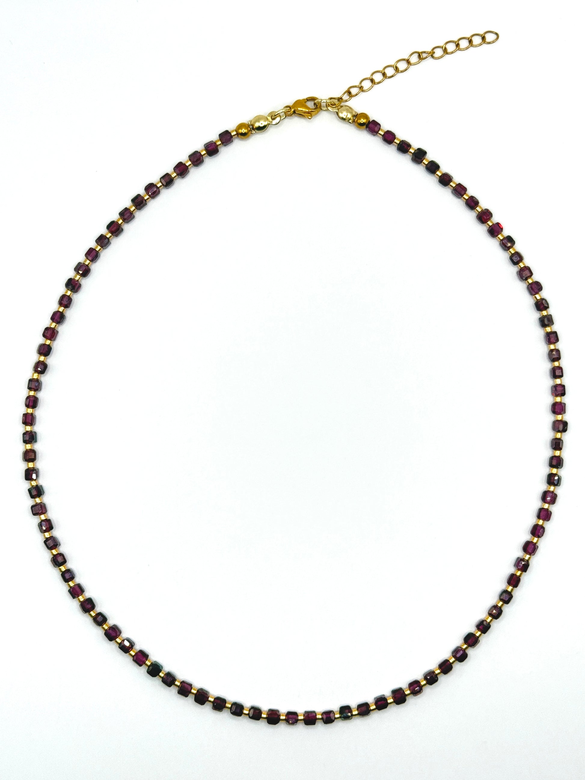 Layer Necklace - Garnet & Gold (alternating)