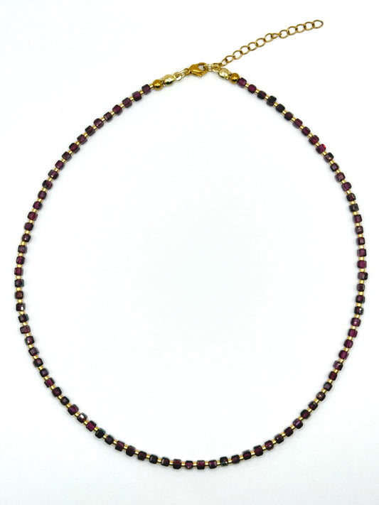 Layer Necklace - Garnet & Gold (alternating)