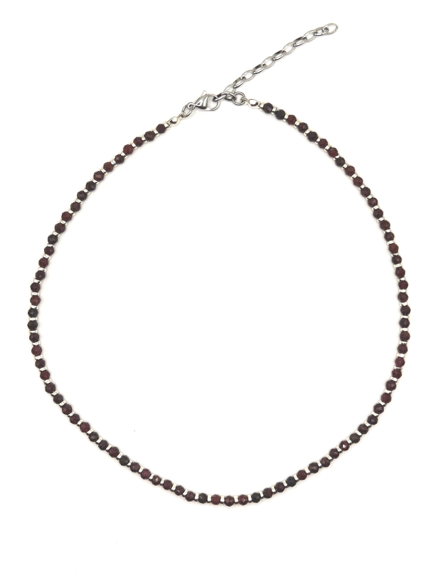 Layer Necklace - Garnet & Silver (alternating)