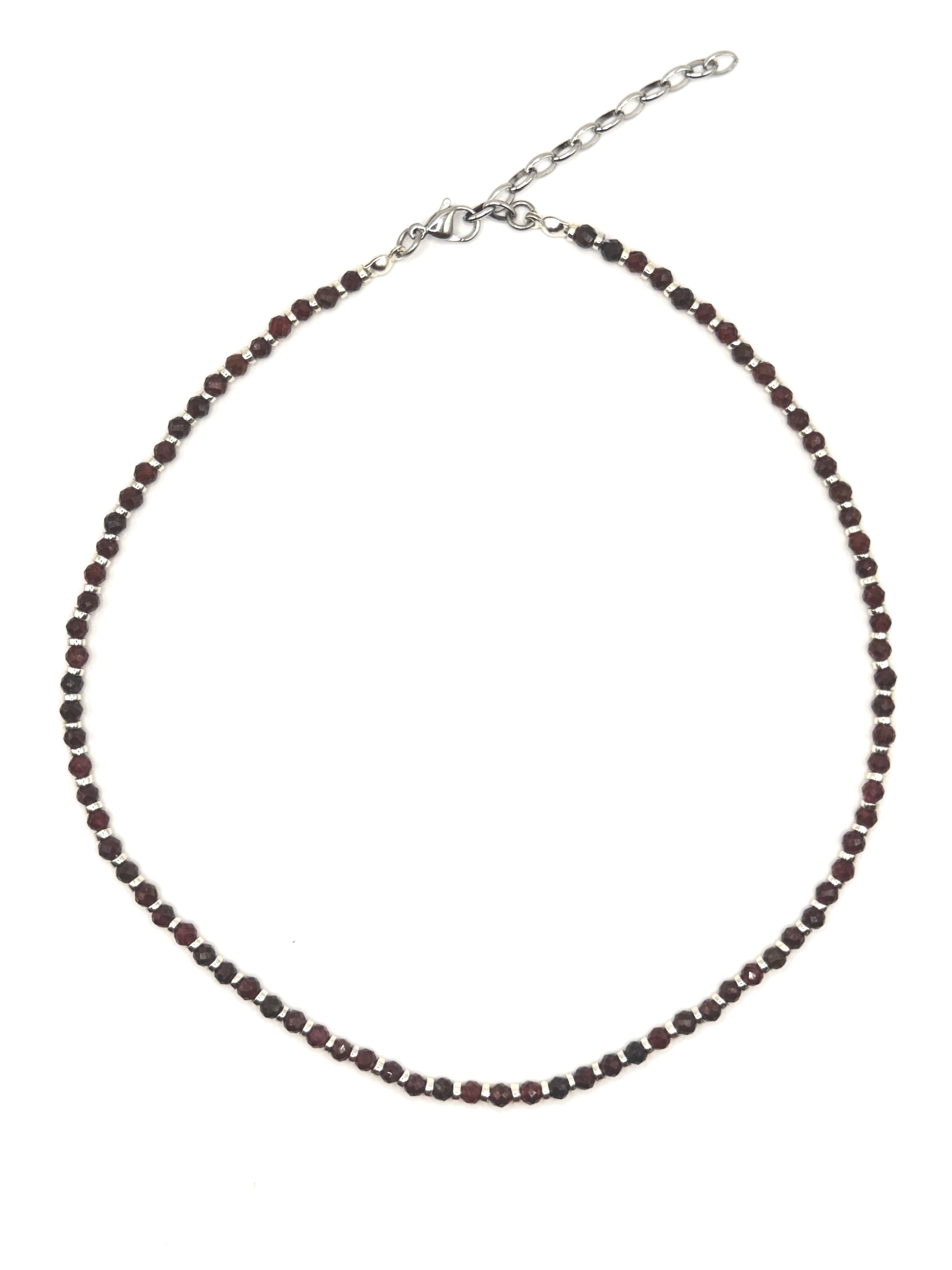 Layer Necklace - Garnet & Silver (alternating)