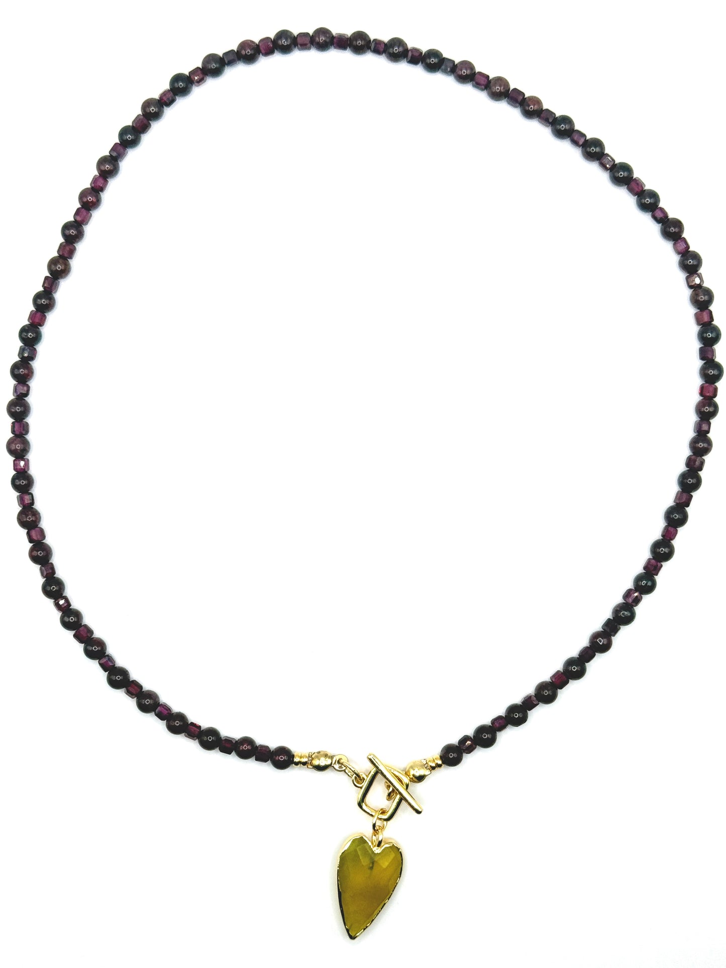 Heart Drop - Garnet & Serpentine w/ Toggle Clasp