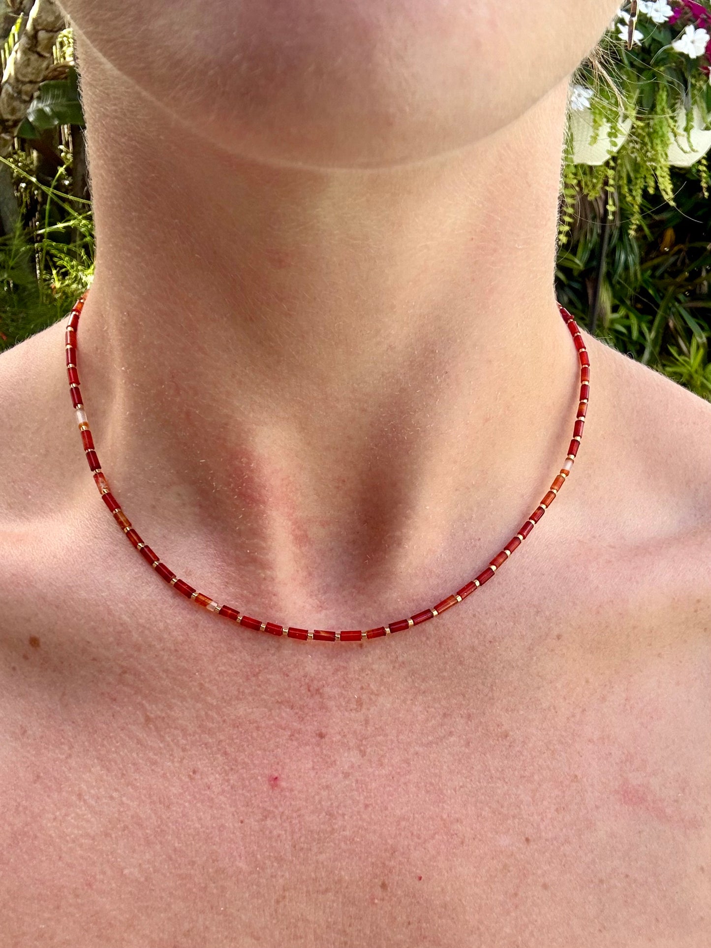 Carnelian Tube Layering Necklace