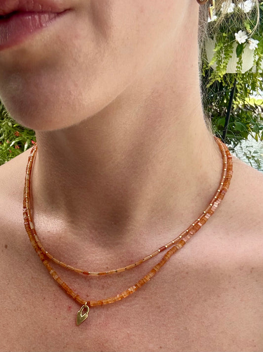 Red Aventurine Layering Heart Drop Necklace