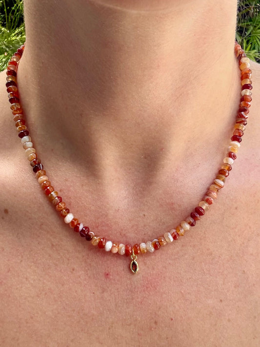 Carnelian Bling Drop Necklace