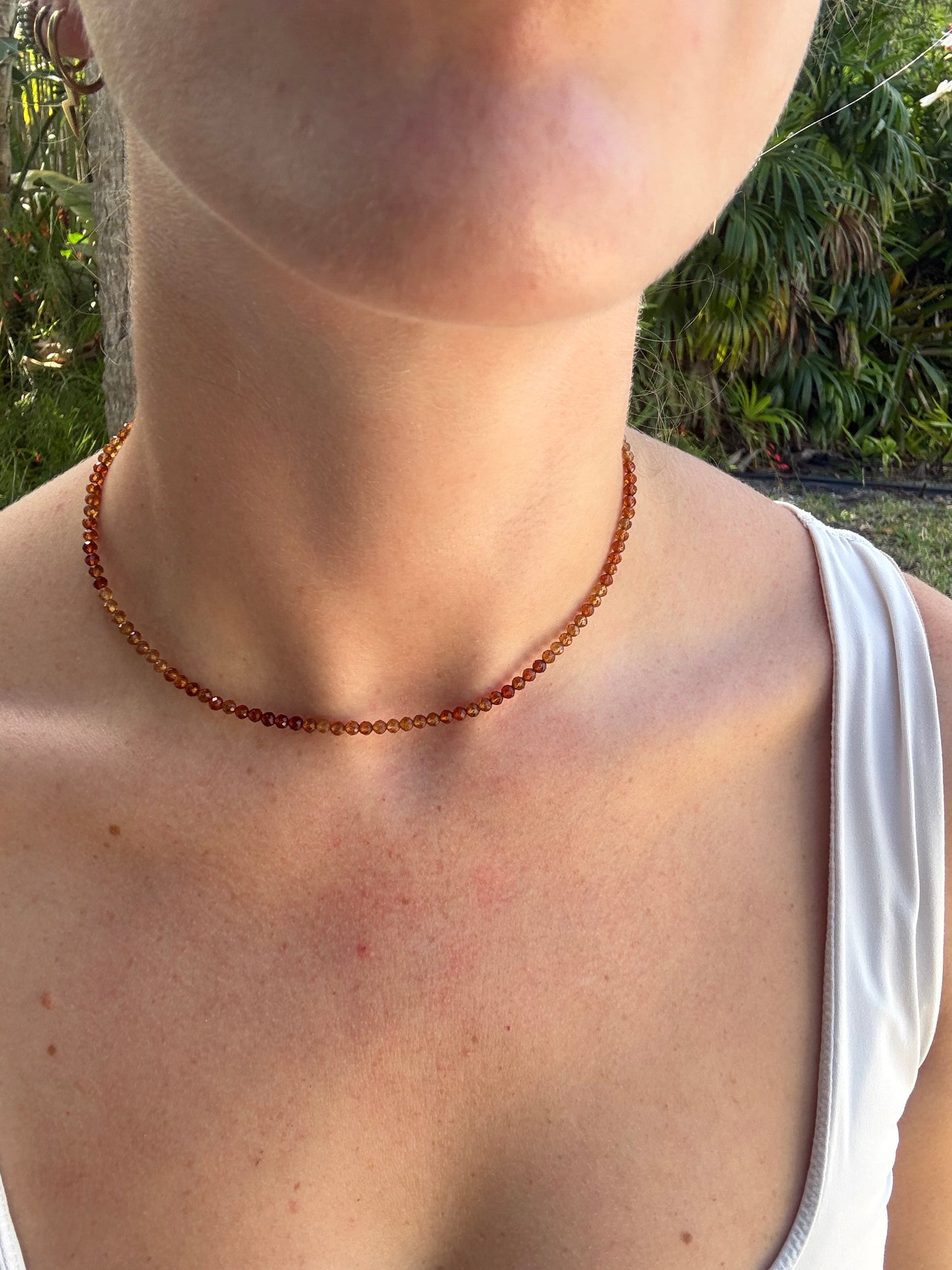 Ombré Hessonite Star Drop Necklace