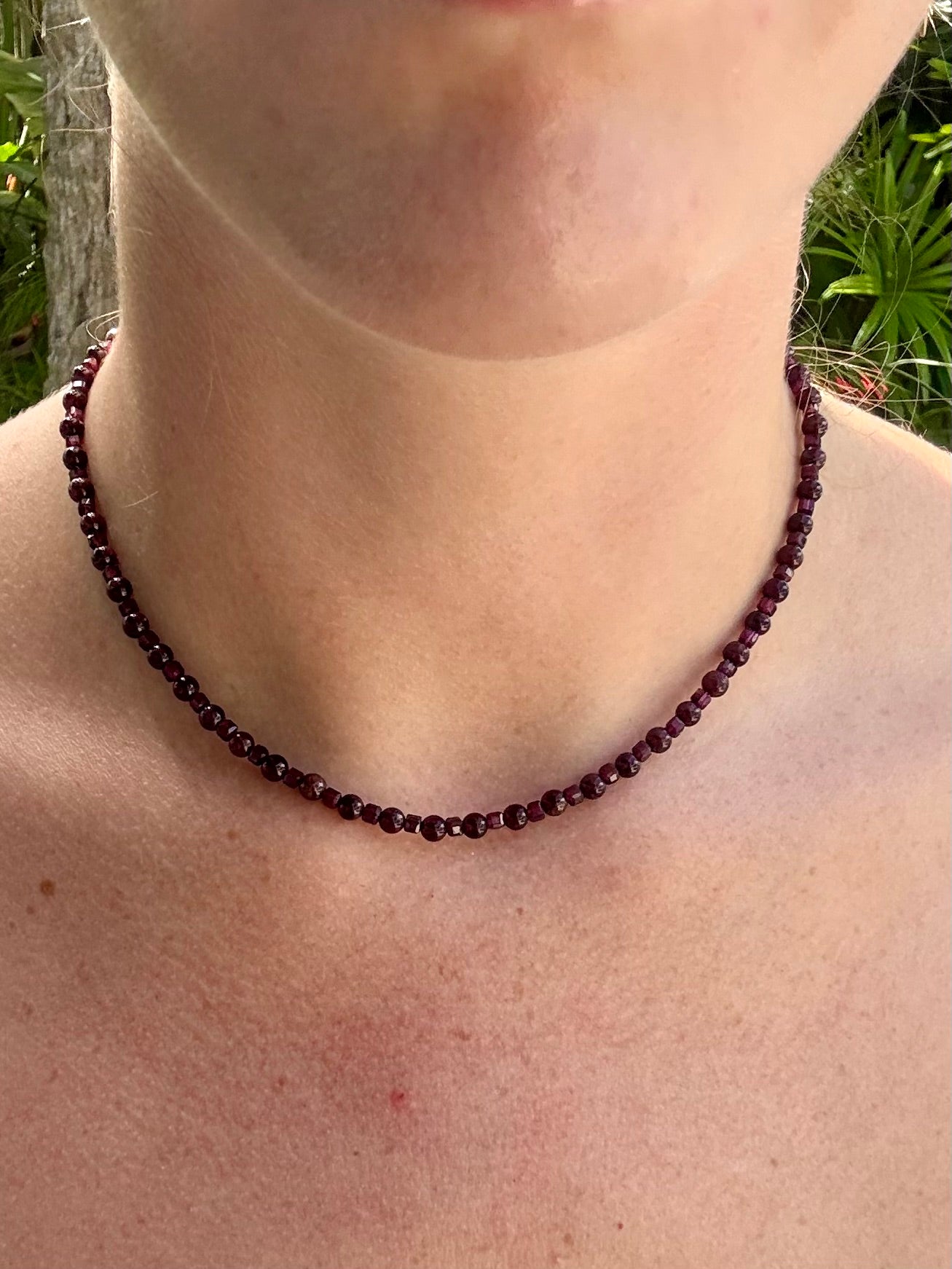 Garnet Layering Necklace with Silver Clasp