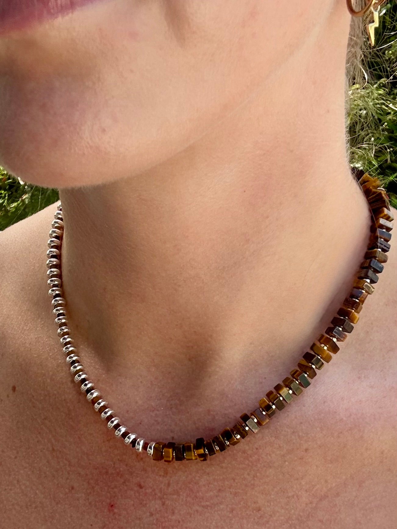 Tiger Eye & Silver Half and Half Necklace