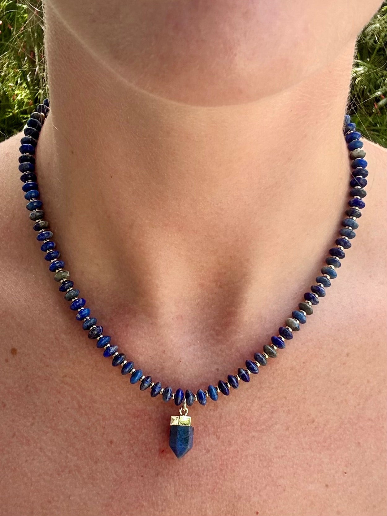 Lapis & Gold To The Point Necklace