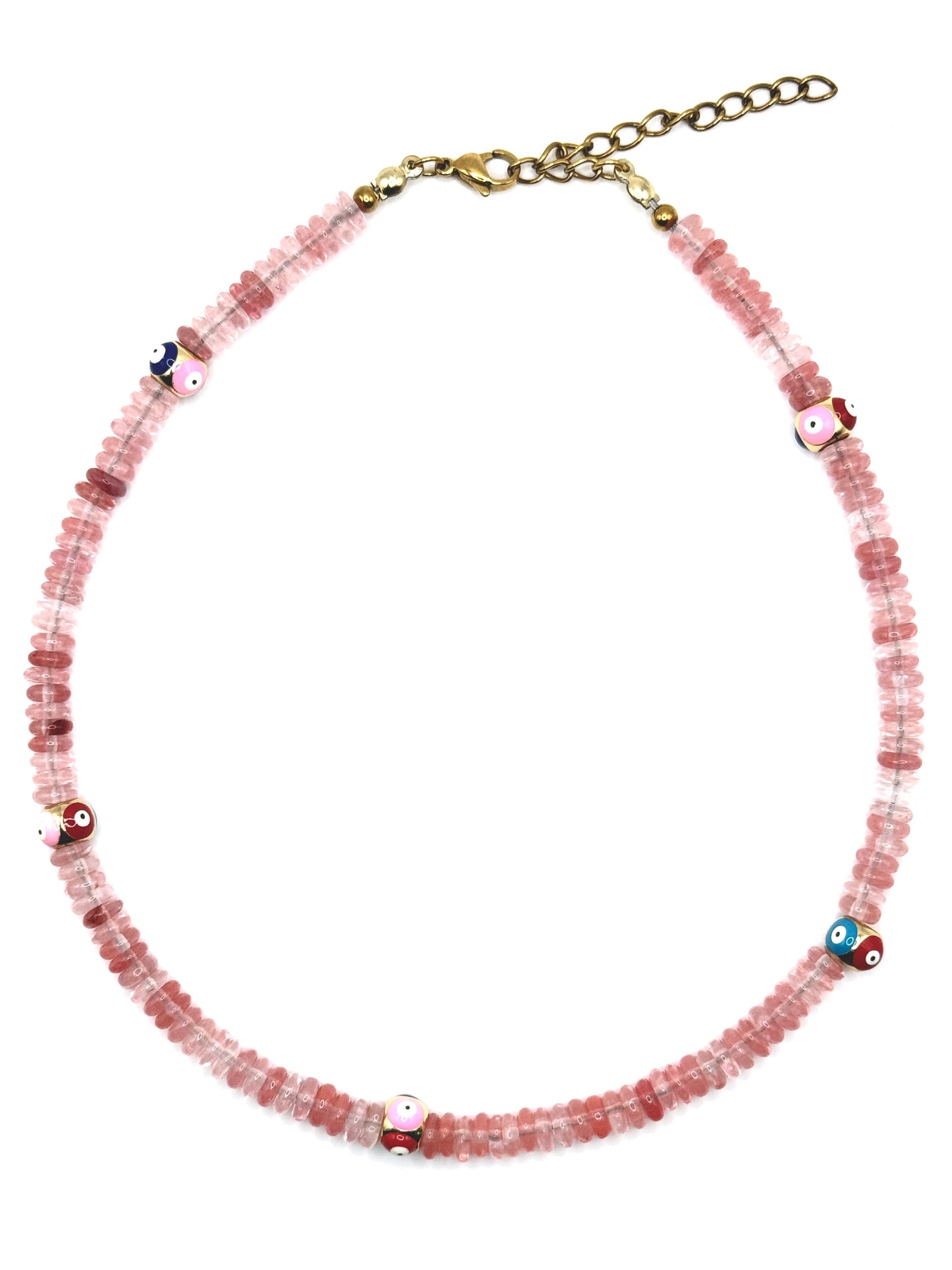 Cherry Quartz Evil Eye Necklace