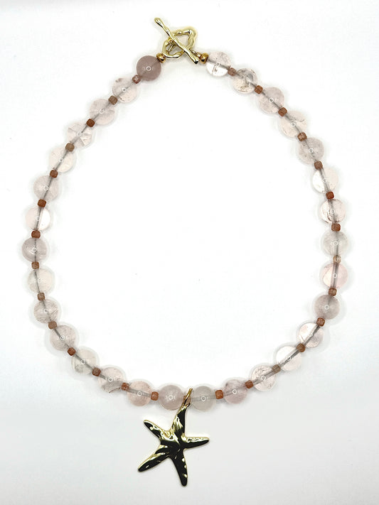 Rose Quartz Starfish Drop Necklace