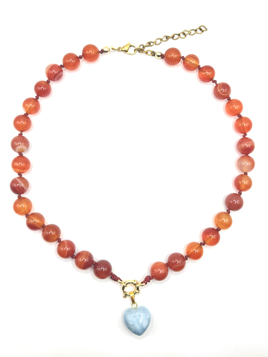 Carnelian Heart Drop Necklace