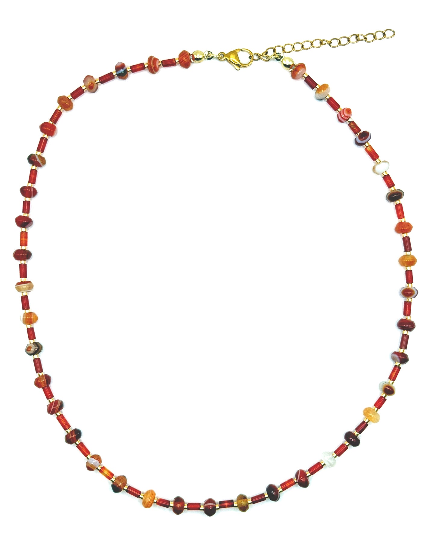 Carnelian Rondelle and Tube Layering Necklace