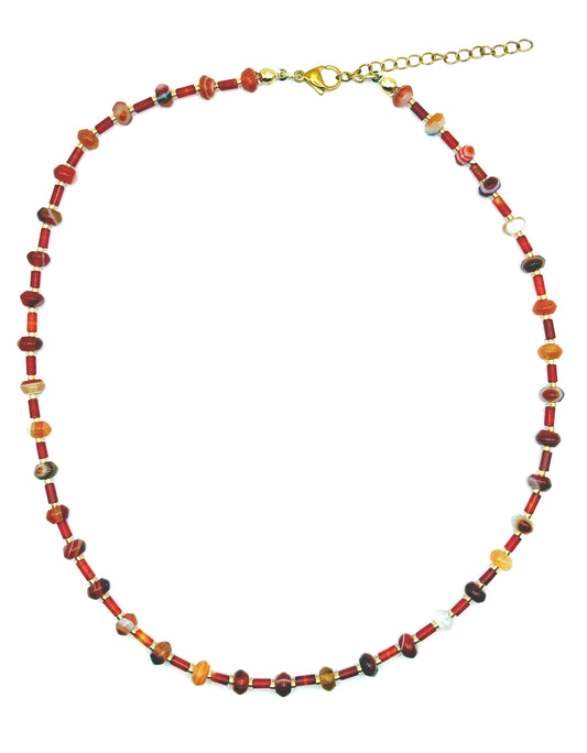 Carnelian Rondelle and Tube Layering Necklace