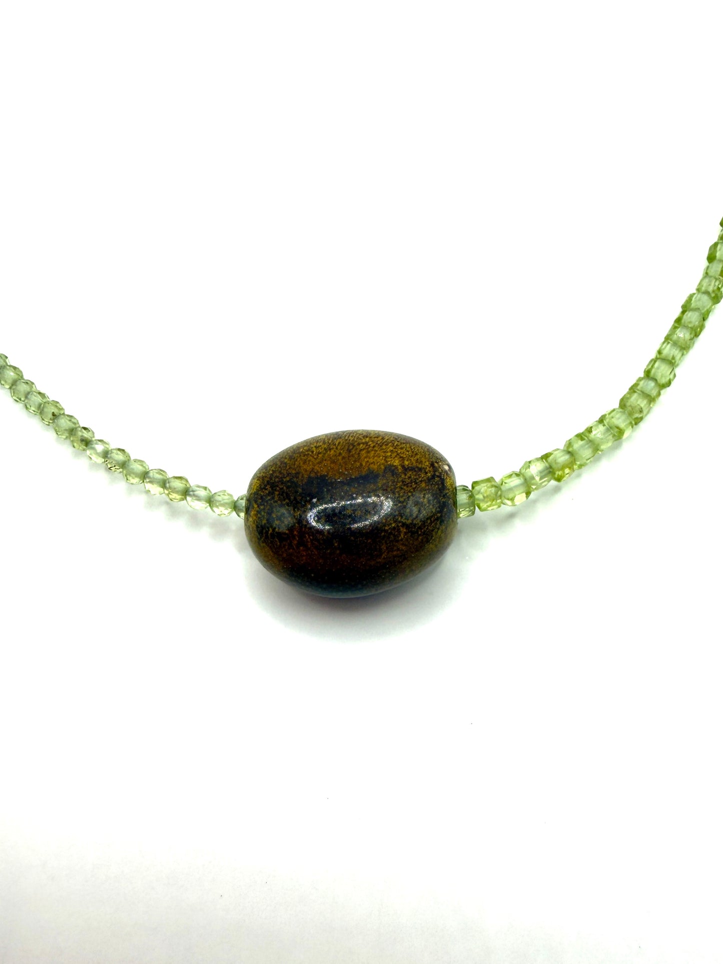 Peridot Necklace with Brown Focal