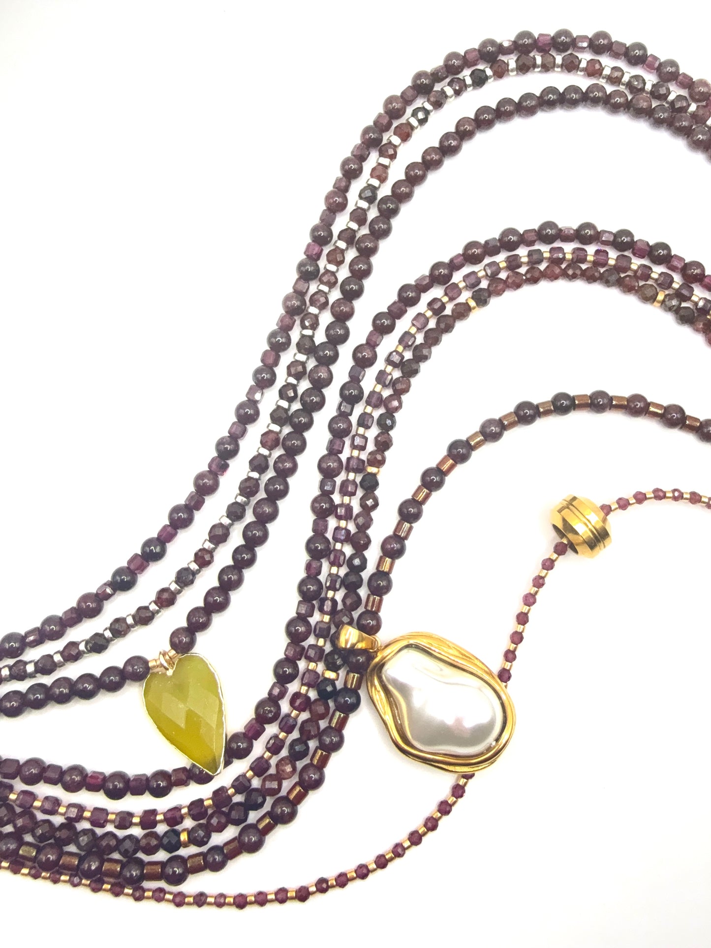 Garnet Pearl Drop Necklace