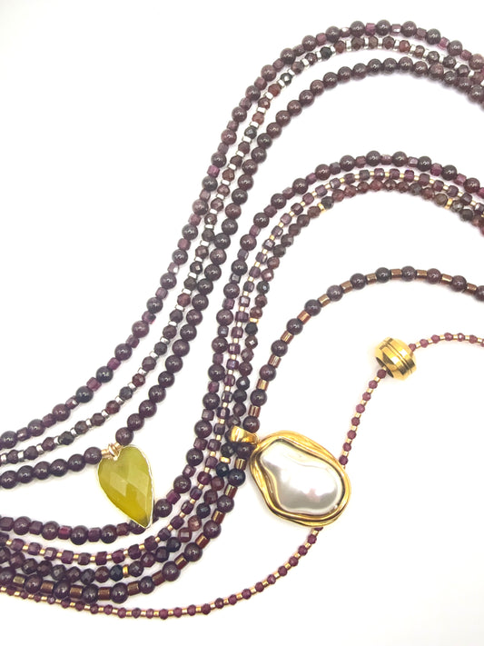 Garnet & Gold Layering Necklace