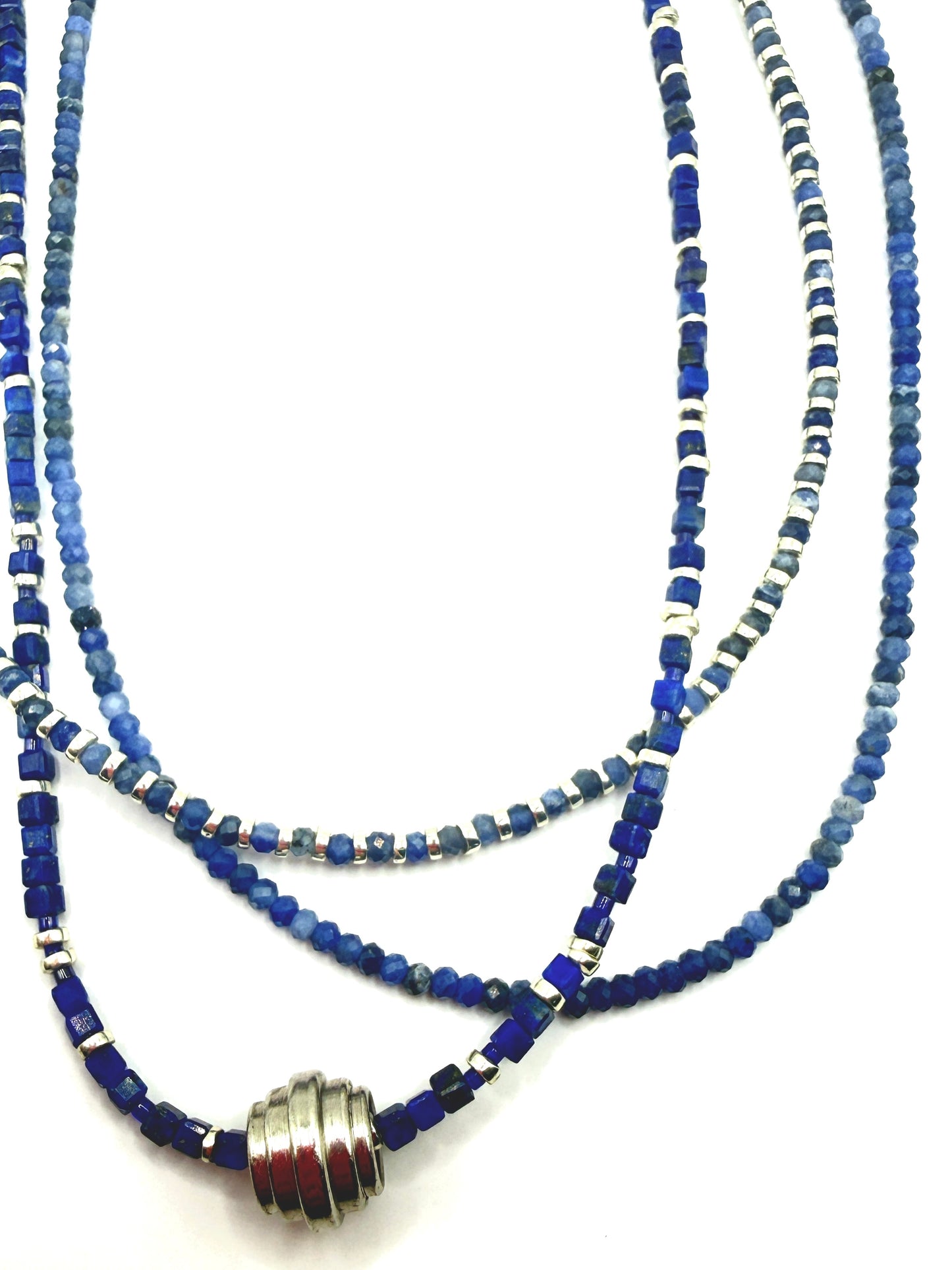 Lapis & Silver Slider Necklace