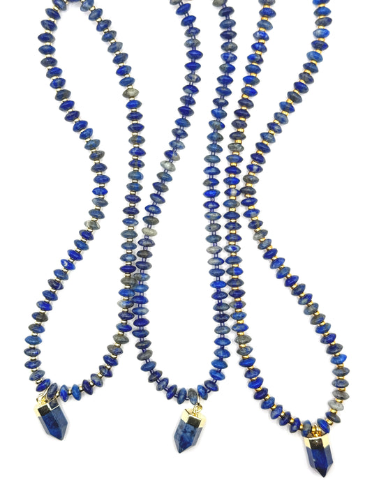 Lapis & Gold To The Point Necklace