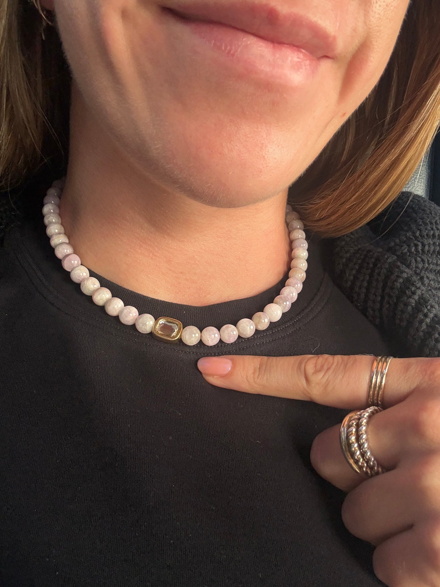 Natural Kunzite Bezel Bling Necklace