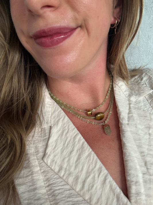 Prehnite & Peridot Slider Necklace