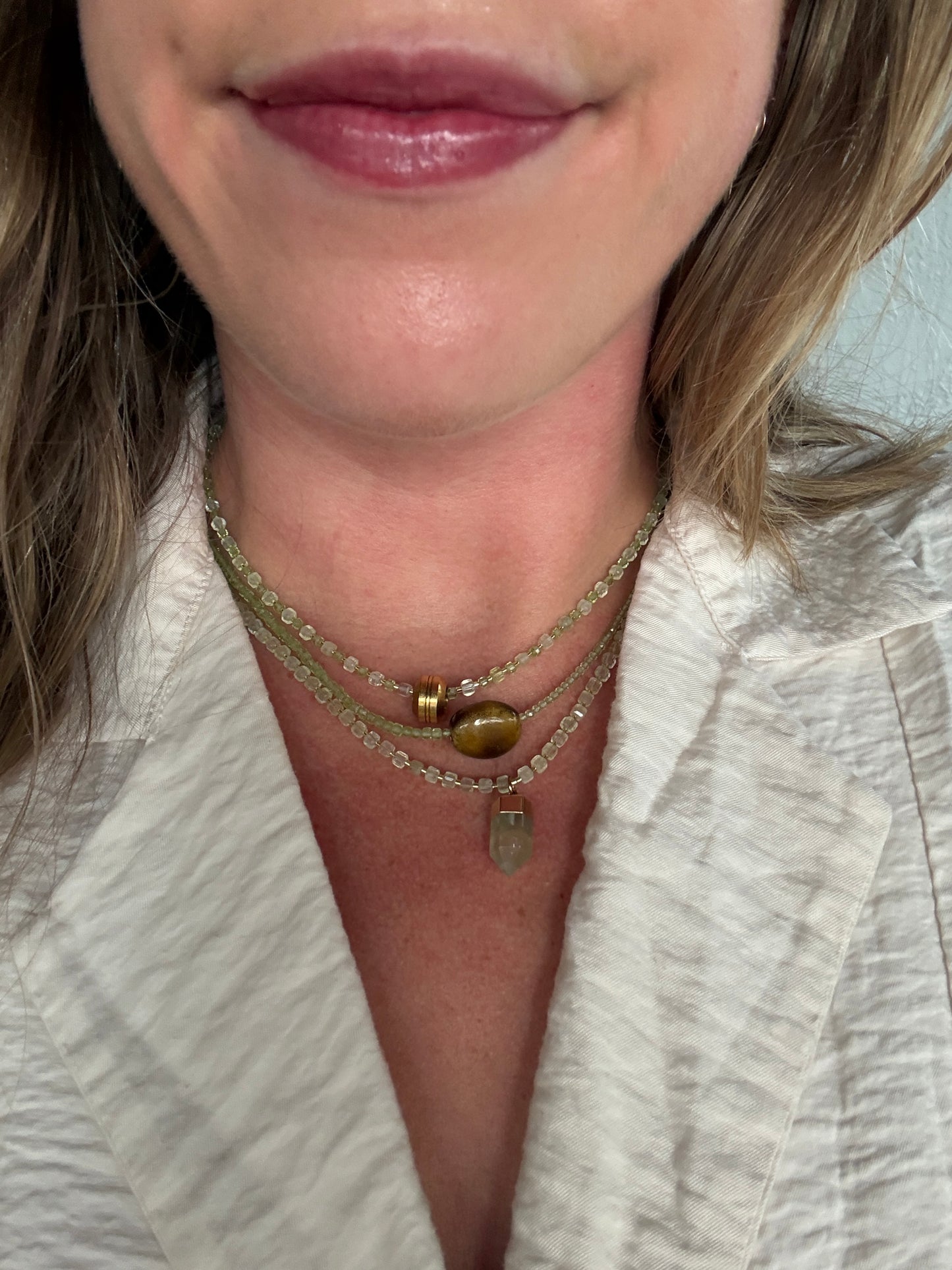 Peridot Necklace with Brown Focal